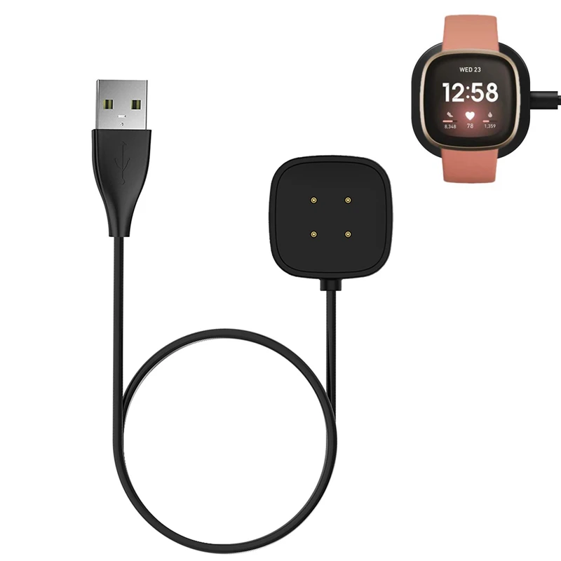 Dock Charger Adapter USB Charging Cable Power Cord for Fitbit Versa 4/3 Sense 2 Smart Watch Versa4 Versa3 Sense2 Accessories