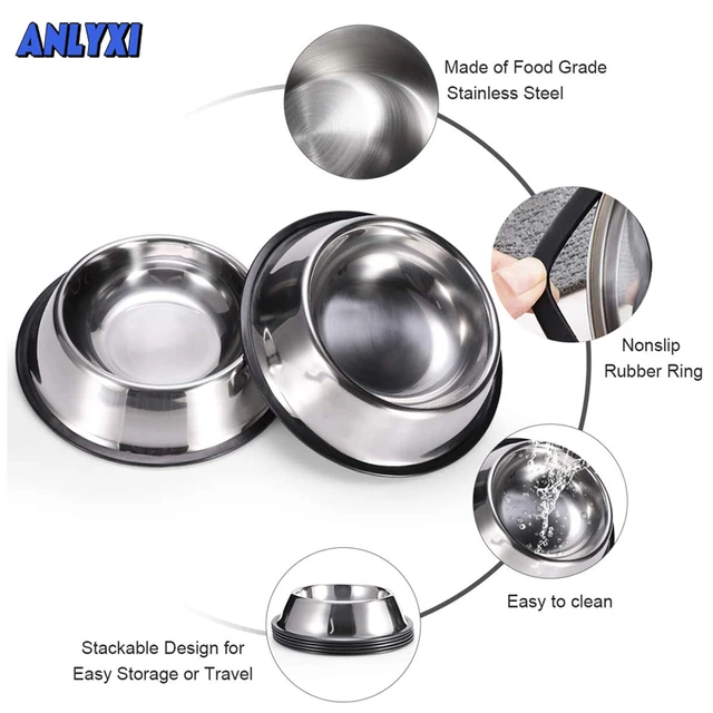 Color Stainless Steel Pet Bowl Dog Bowls Cat Pet Feeder Water Drinking  Feeding*