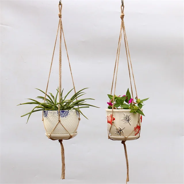 1Db Kézzel Készített Virág/Edény Függő Kosarak Makrame Növényi Fogas Virágcserepő Tartó Háló A Fali Dekoráció Megyei Kerti Kellékekhez - Image 5