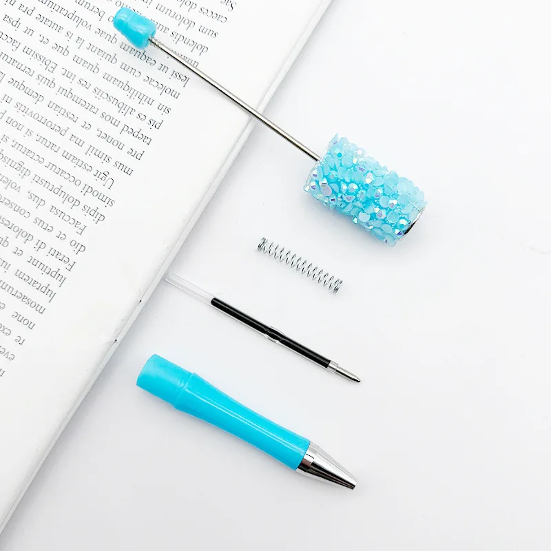 12Pcs Diamond Bead Pen DIY Beadable Ballpoint Pens Student Stationery Pens Writing Pen School Office Supplies 4