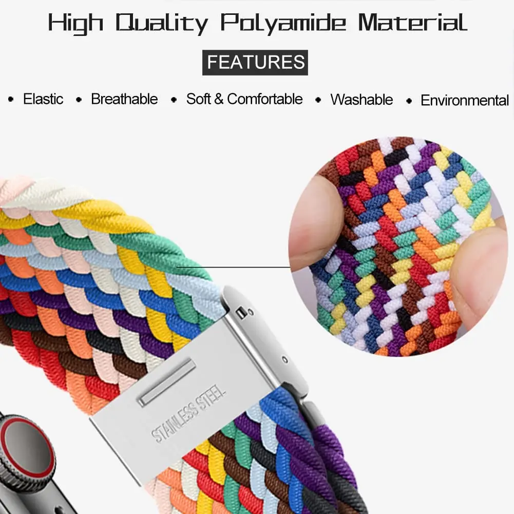 Braided Nylon Loop Strap - Woven Elastic Wristband Replacement Bracelet