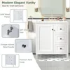 30" Bathroom Vanity with Sink,Freestanding Bathroom Vanity and Basin Sink Combo with Three Drawers and Two Door Shelves, (White) 5
