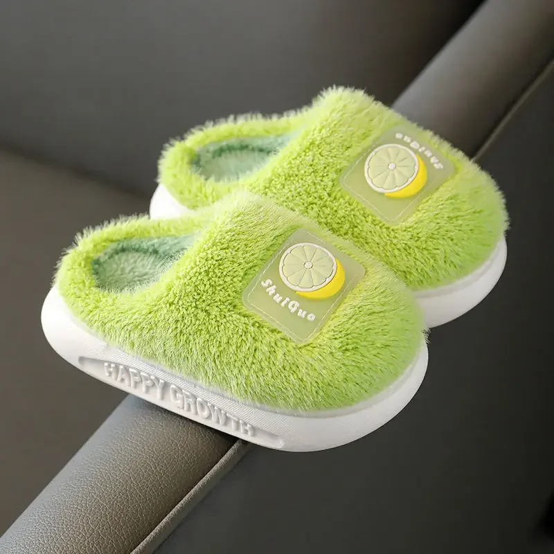 

Children's Cotton Slippers Cartoon Cute Indoor Thick-soled Non-slip Warmth Boys and Girls Baby Cotton Shoes Kids Furry Slippers