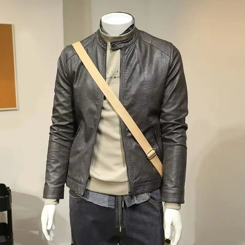 

2023 Spring Autumn New Men's Leather Jackets Casual Fashion Motorcycle PU Jacket Biker Business Leather Coats Clothing H33