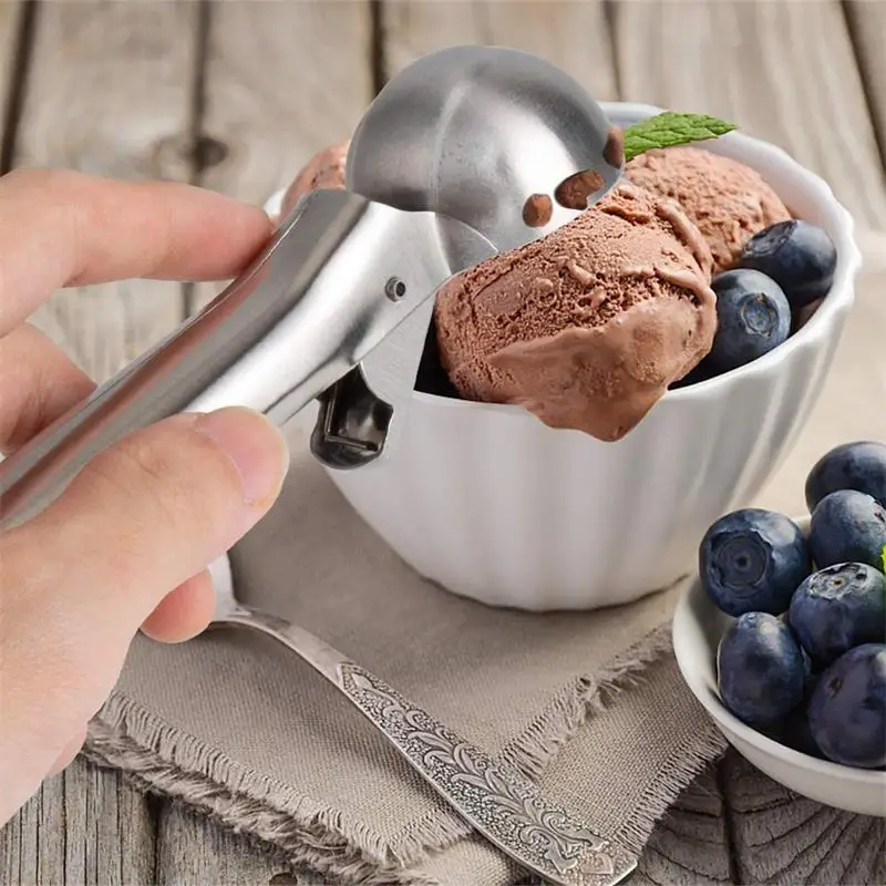 Stainless Steel Solid Ice Cream Scoop Easy To Use And Clean Trigger Frostproof Handle Frozen Yogurt Ice Cream Dessert Store