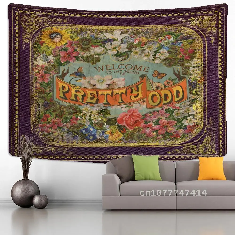 

Tapestry Wall Hanging Retro Illustration: Bohemian Style Hippie Tapiz Art Aesthetics for Home Decor in the Living Room