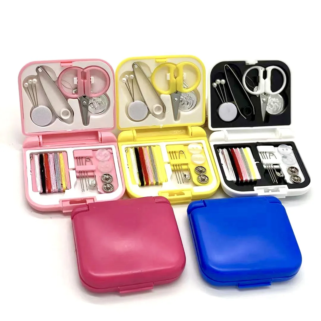 Mini Sewing Tools Travel Kits Portable Buttons Pins Sewing Storage Boxes Household Handwork Scissor Thimble Needle Threads Set