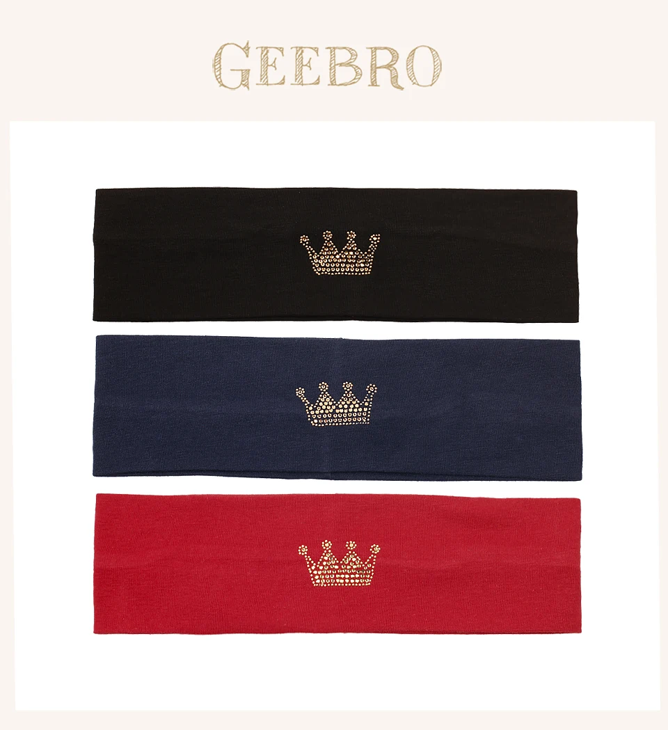 Baby Mädchen Casual Strass Crown Baumwolle Stirnband Haar zubehör Neue Kleinkind Kinder Weiche Elastische Haarbänder Kopf Bands – Detail 1