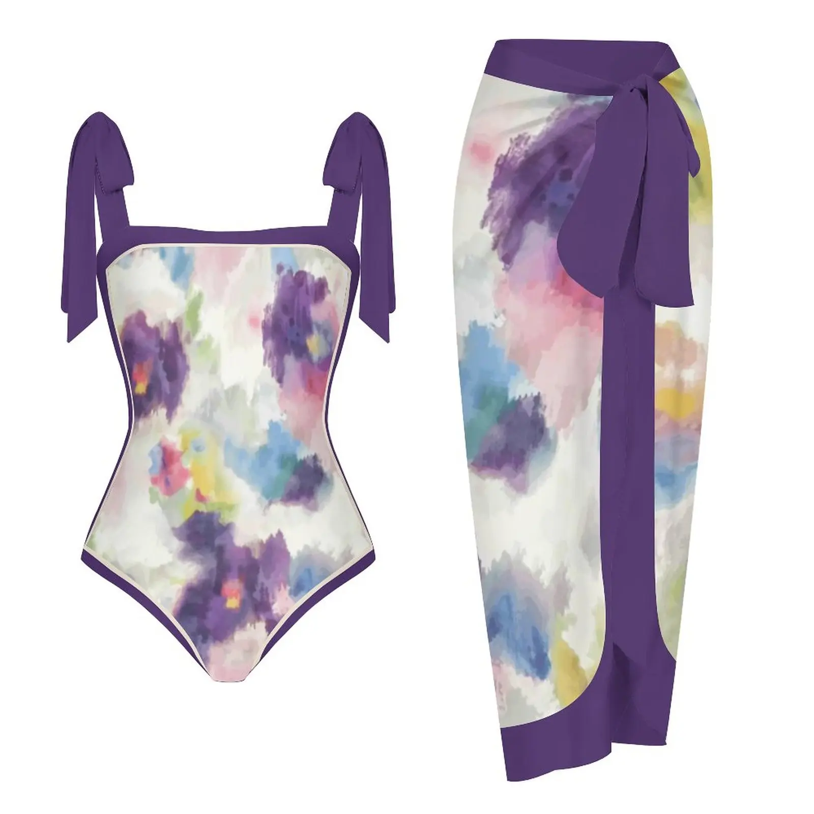 

Women's Floral Print Swimwear Backless Beach Outfits Square Neck 1 Piece Swimsuits Sexy Bathing Vacation New 2023