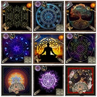 1pc Tarot card tablecloth, mysterious rune astrology altar cloth, witchcraft cabin decoration tablecloth, card game tablecloth 1