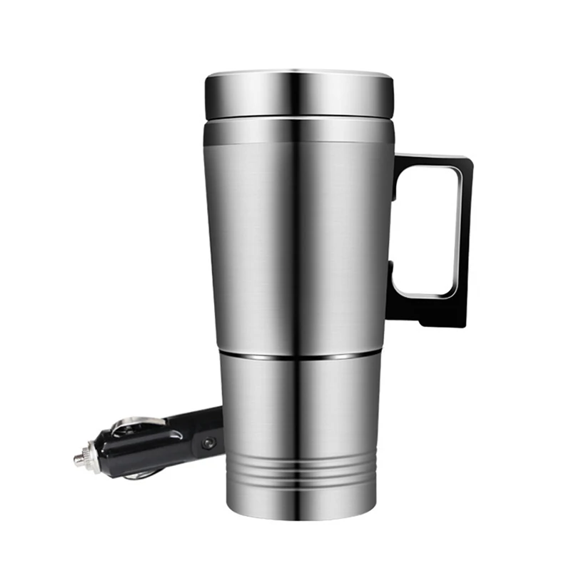 

Heated Travel Mug, 300ml, 12V/24V, Stainless Steel Electric Coffee Cup Insulated Heated Mug Car Heating Cup Leakproof