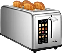 4 Slice Toaster Touch Screen 1.5" Long Slot Stainless Steel Smart Bread Toaster for Bagel Muffin Waffle Gluten Free Breads Timer 1