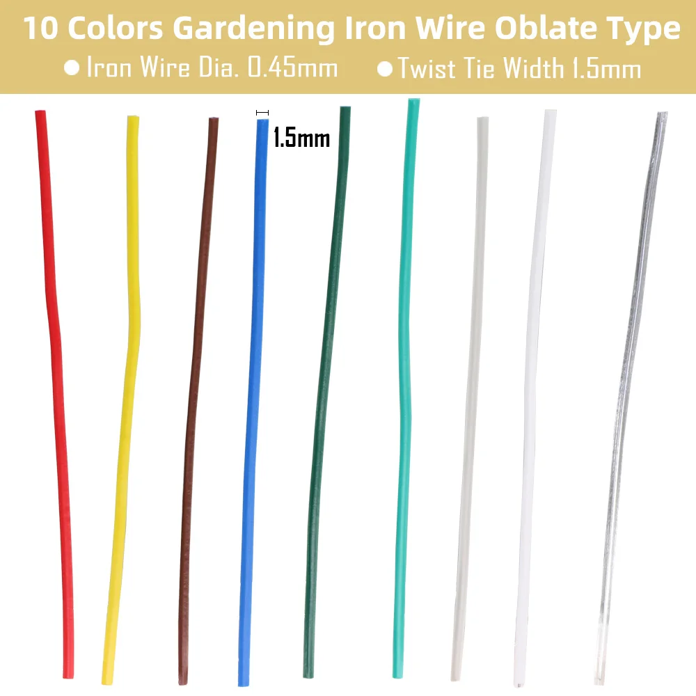 Plant Ties 100PCS 10-Colour Garden Cable Ties Reusable Oblate Iron Wire Tie for Flower Plant Climbing Vines Multifunction Coated Fix String