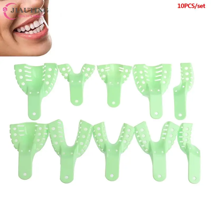 

2/4/10/12Pcs Dental plastic steel impression tray impression metal mesh 10pcs Plastic Metal Materials Dental Impression Trays