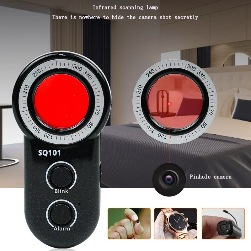 

SQ101 Vibration Alarm Infrared Scanning Signal Detector Anti-theft Anti Camera Monitoring Surveillance Eavesdropping Detector