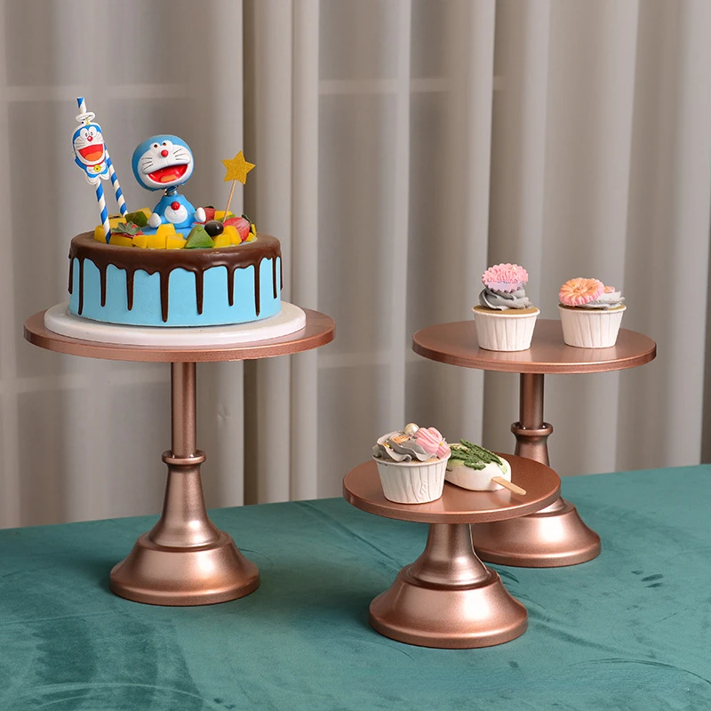 로즈 골드 케이크 스탠드 세트, 웨딩 생일 크리스마스 홈 파티 Bakeware 베이킹 빵 케이크 컵 케이크 트레이 퐁당 홀더
