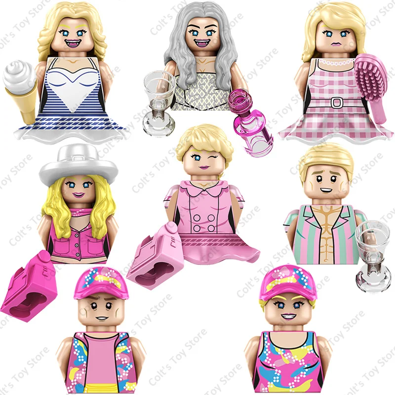 

Hot Anime Barbie Mini Action Figures Classic Cartoon Dolls Model Building Blocks Friend Girls Toys Plastic Accessories Kids Gift