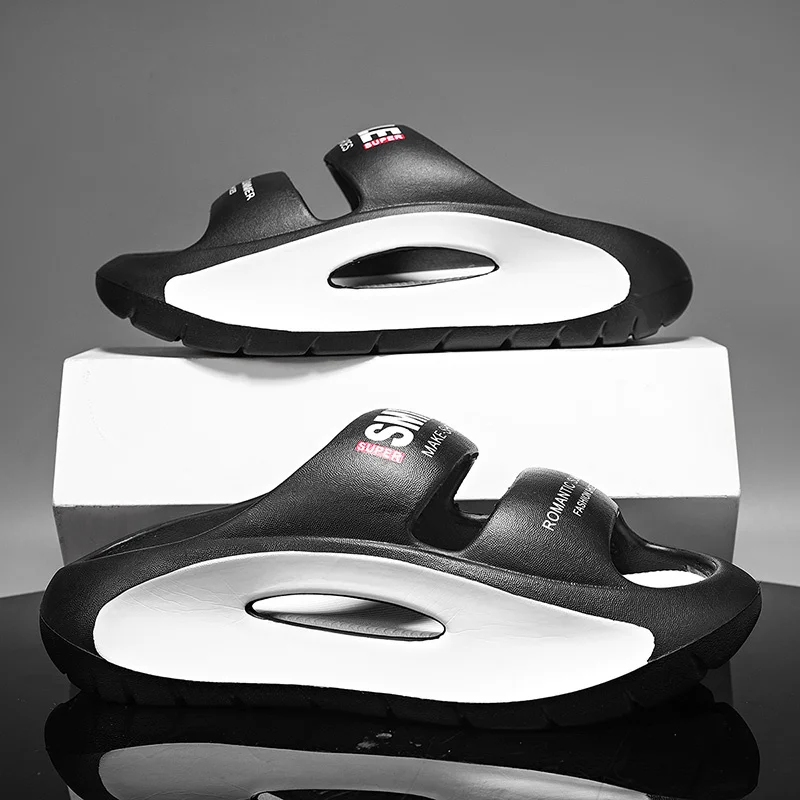 Vīriešu čības ar neslīdošām, neslīdošām vasaras čībām, ērtas ar biezu zoli, mīkstas putas, ārējais apģērbs_voghion.com