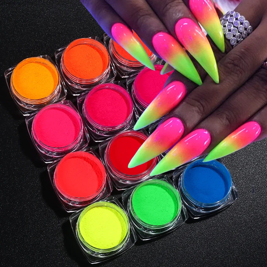 10 ml Neon Nail Glitter Powder Fluorescent Pigment Powder Decortion Bright  Color Nails accessories for Everything Manicure Dust - AliExpress