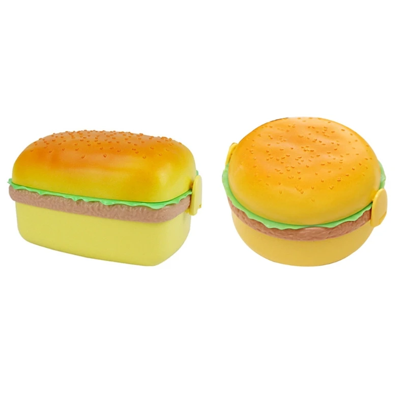 

Hamburger Lunch Box Double Layer Burger Bento Box Lunchbox Children School Container Spoon Fork Set Dropship