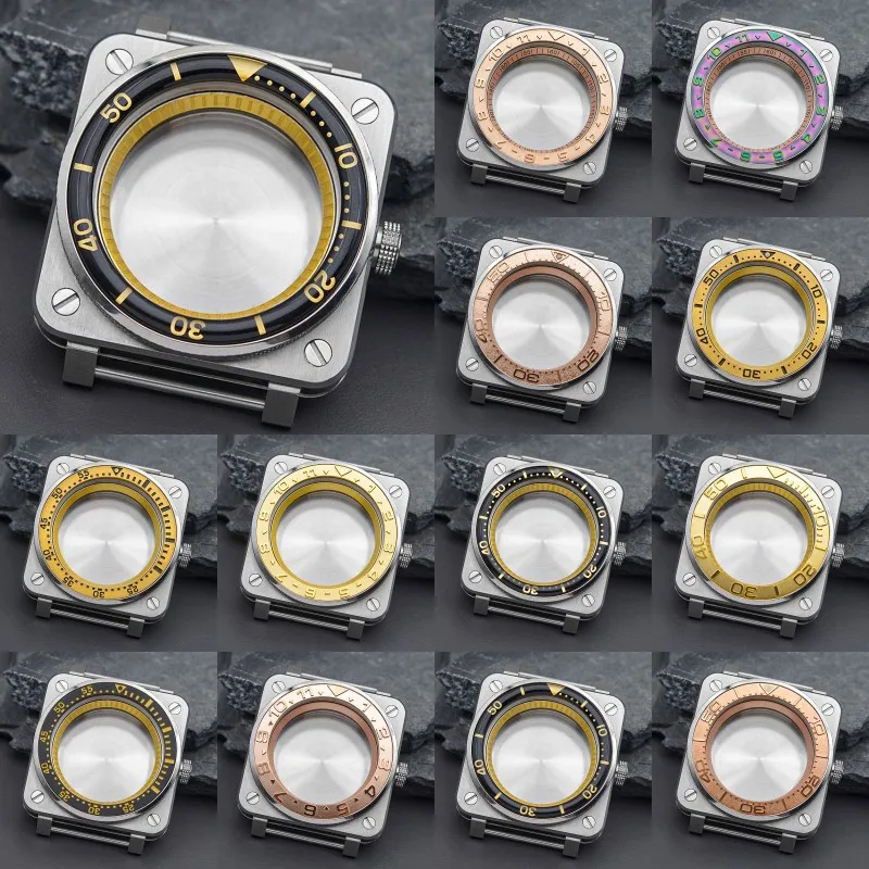 

SKX007 Square Pilot Cockpit Case Silver 42mm Case For NH35 NH36 4R 7S Automatic Movement Steel Bezel Insert Sapphire Glass Parts