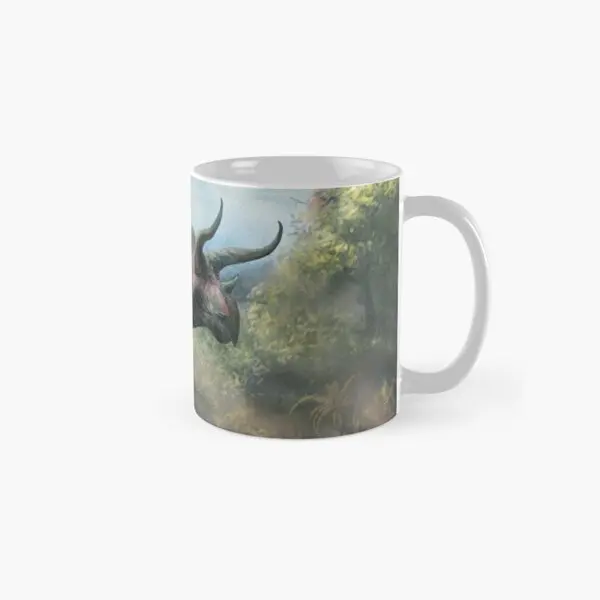 

Triceratops Horridus With Crazy Long Cu Mug Picture Handle Round Cup Printed Image Coffee Design Photo Drinkware Tea Simple