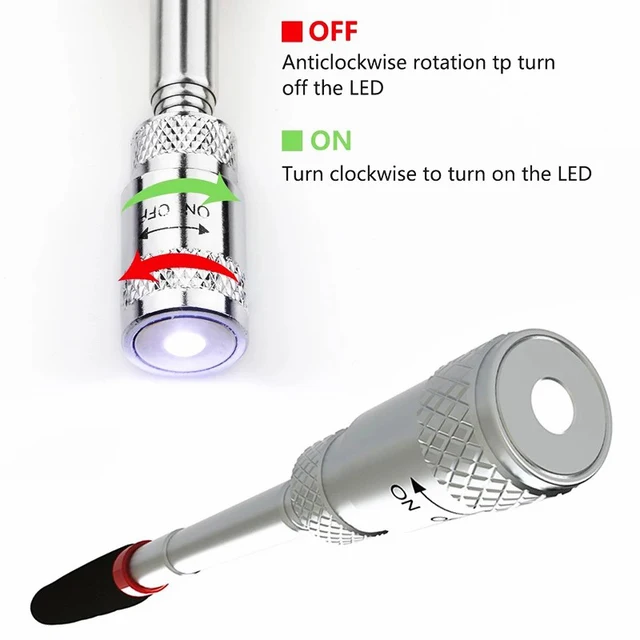 Perche de ramassage magnétique télescopique avec lumière LED