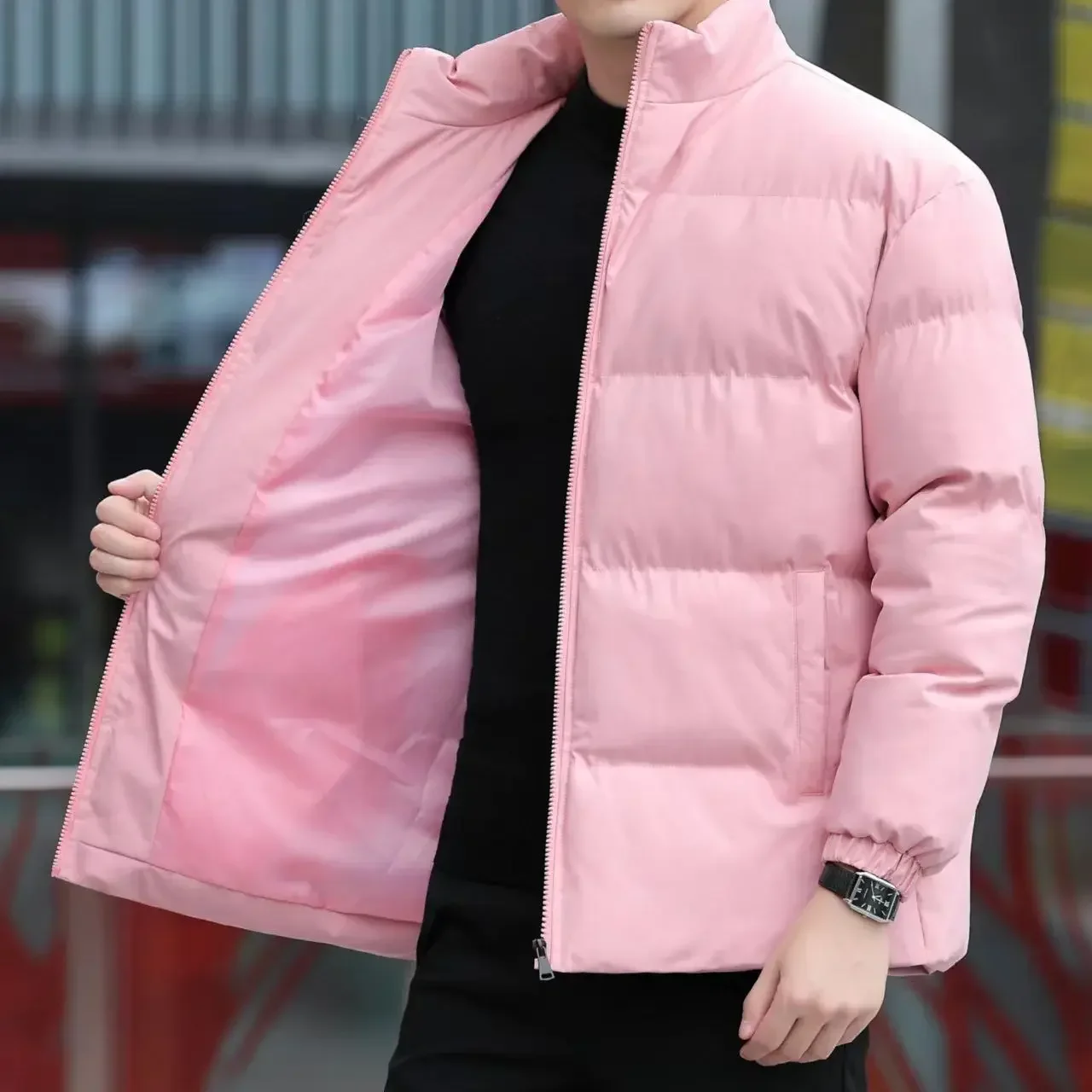 thumbnail image 1 of Chaqueta de plumón para hombre, parkas cortas, abrigos acolchados para hombre, ropa de abrigo con cremallera, ropa de abrigo de invierno de moda Harajuku, ropa de abrigo 2024, 1 of 5