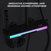Wall Mounted Aluminum LED Digital Display Rain Rainfall 4 Modes Bathroom Shower Faucet Thermostatic Shower Set With Lamp 4