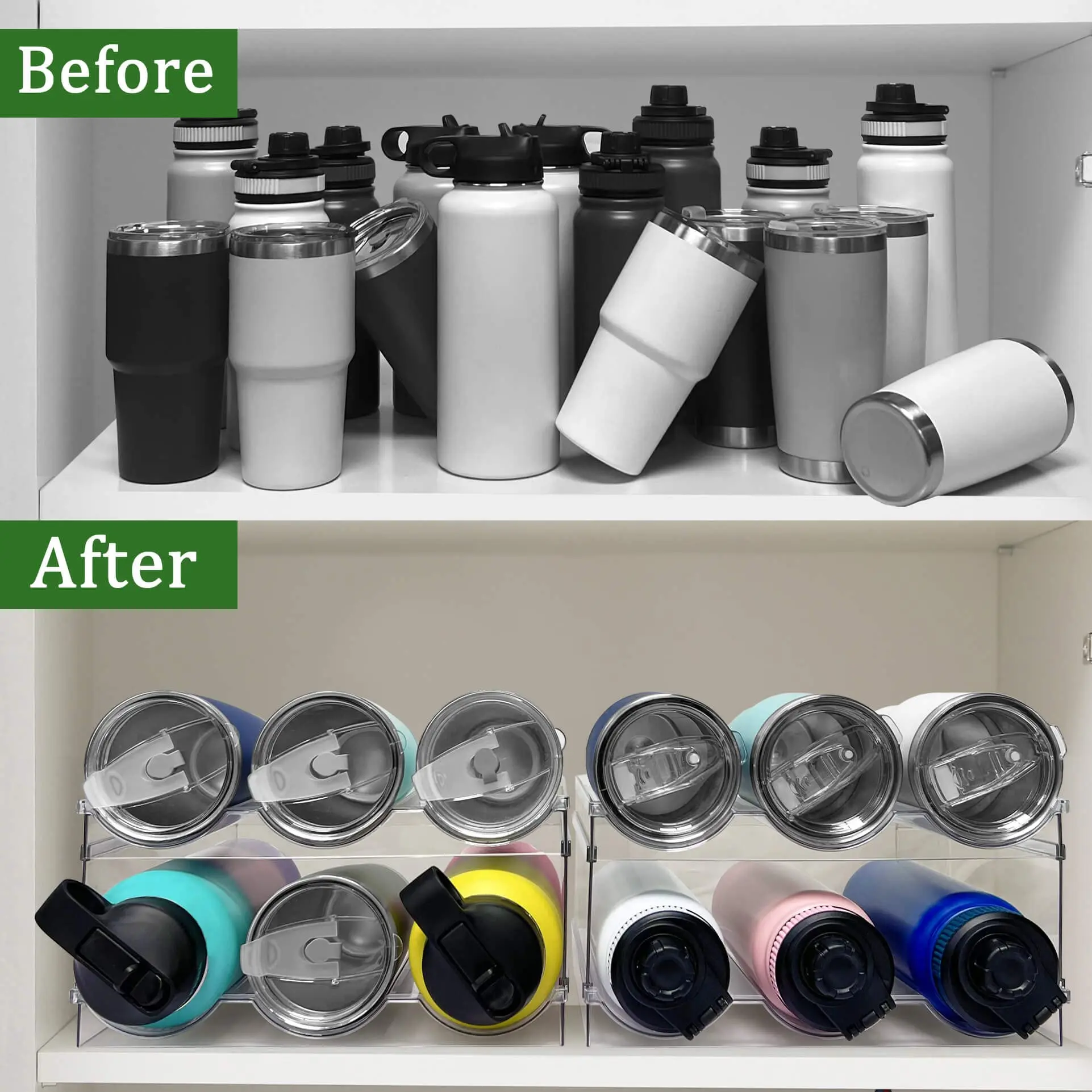Wine Rack for Refrigerator Water Bottle Organizer Storage Rack, Holder for Kitchen Cabinet  Tumbler Mug Cup Organizer 2