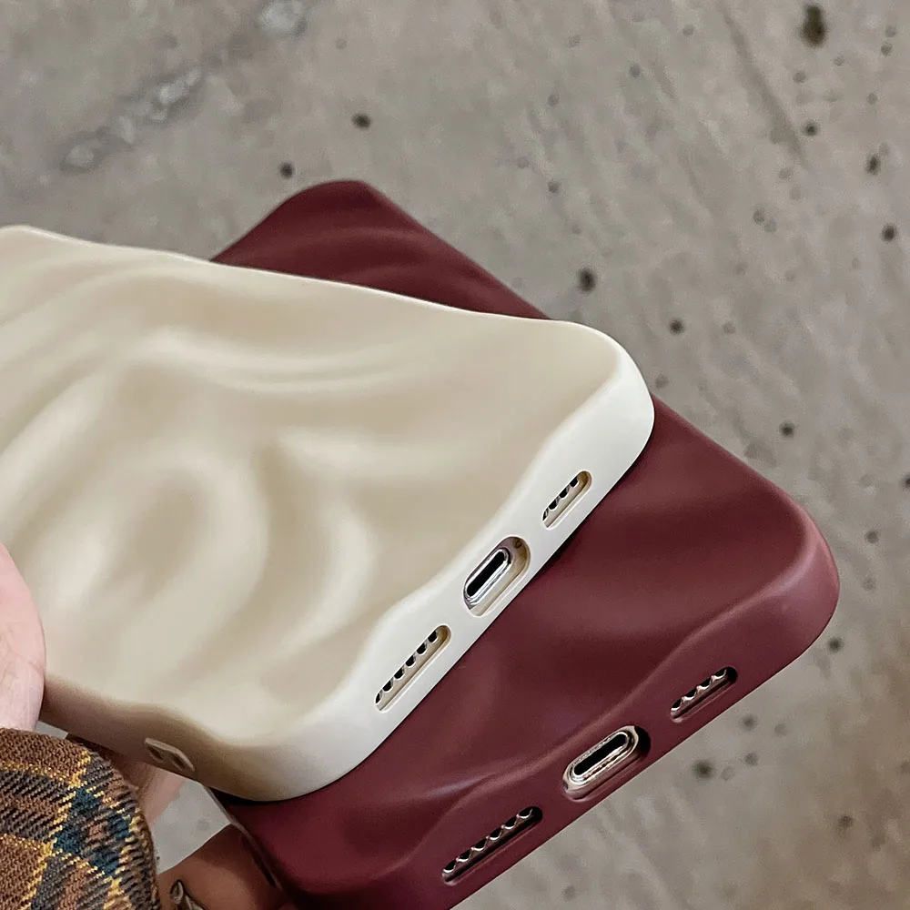 Luxurious Wine Red 3D Water Ripple Soft Silicone Phone Case