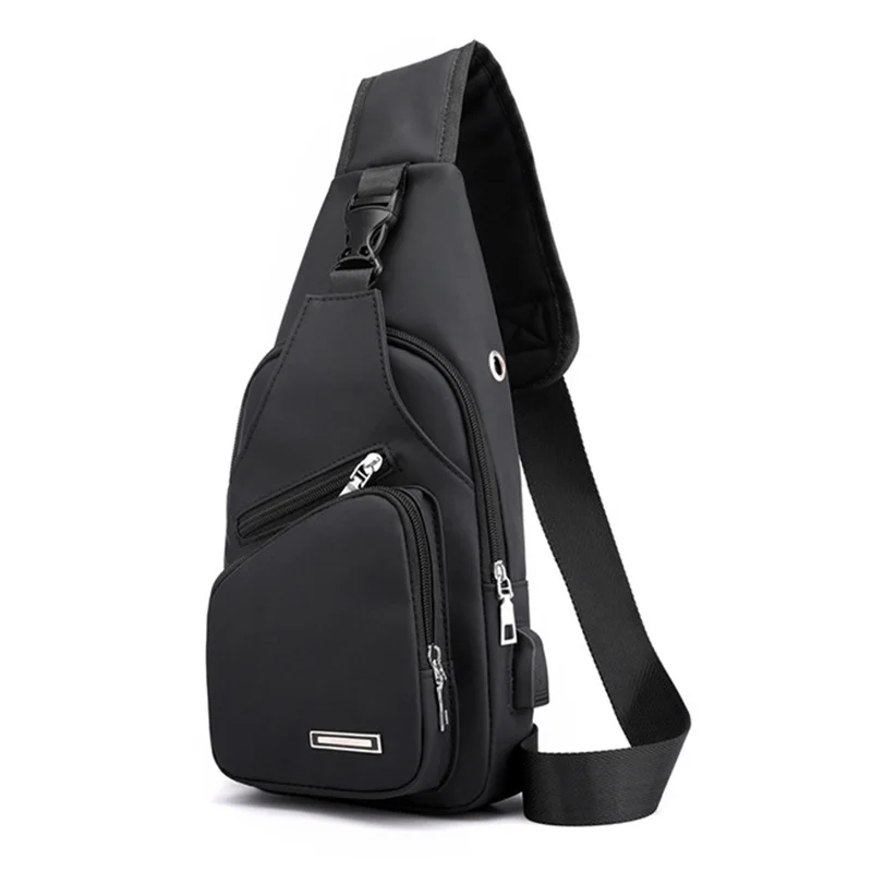 

Casual Waterproof Men's Chest Bag Business Shoulder Bag Messenger Bag Oxford USB Charging Waist Bag Outdoor Sports Shoulder Bag