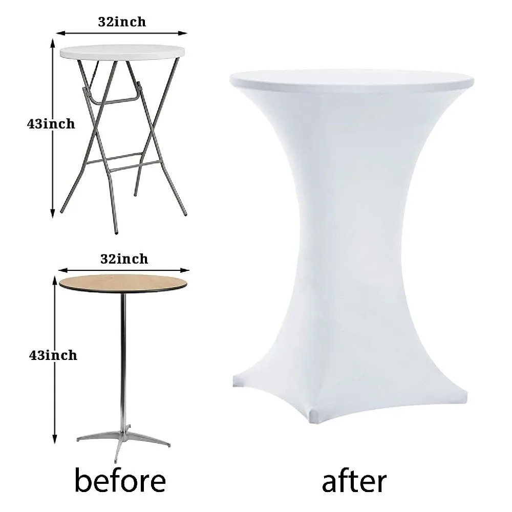 1PC Stretch Round Tablecloth Cocktail Table Cover Spandex Table Cloth Bar Hotel Party Wedding Elastic Table Cloth Decoration 5