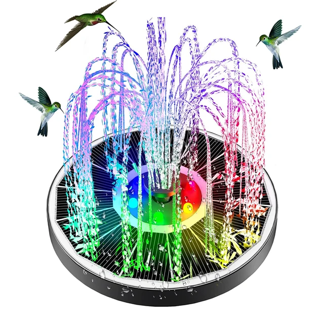 3,5W Napenergia-Madárfürdő Szökőkút Beépített Akkumulátor Úszó Szivattyú 6 Fúvókával A Kerti Tavak Medence Halkartályának Kültéri