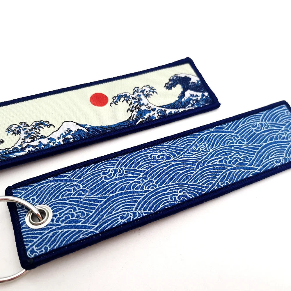 JDM Schlüssel anhänger Hokkaido Wellen Mode-Tags bestickt kurze Stoff-Schlüssel anhänger für See Sonne Honda Toyota Auto-Anhänger – Detail 19