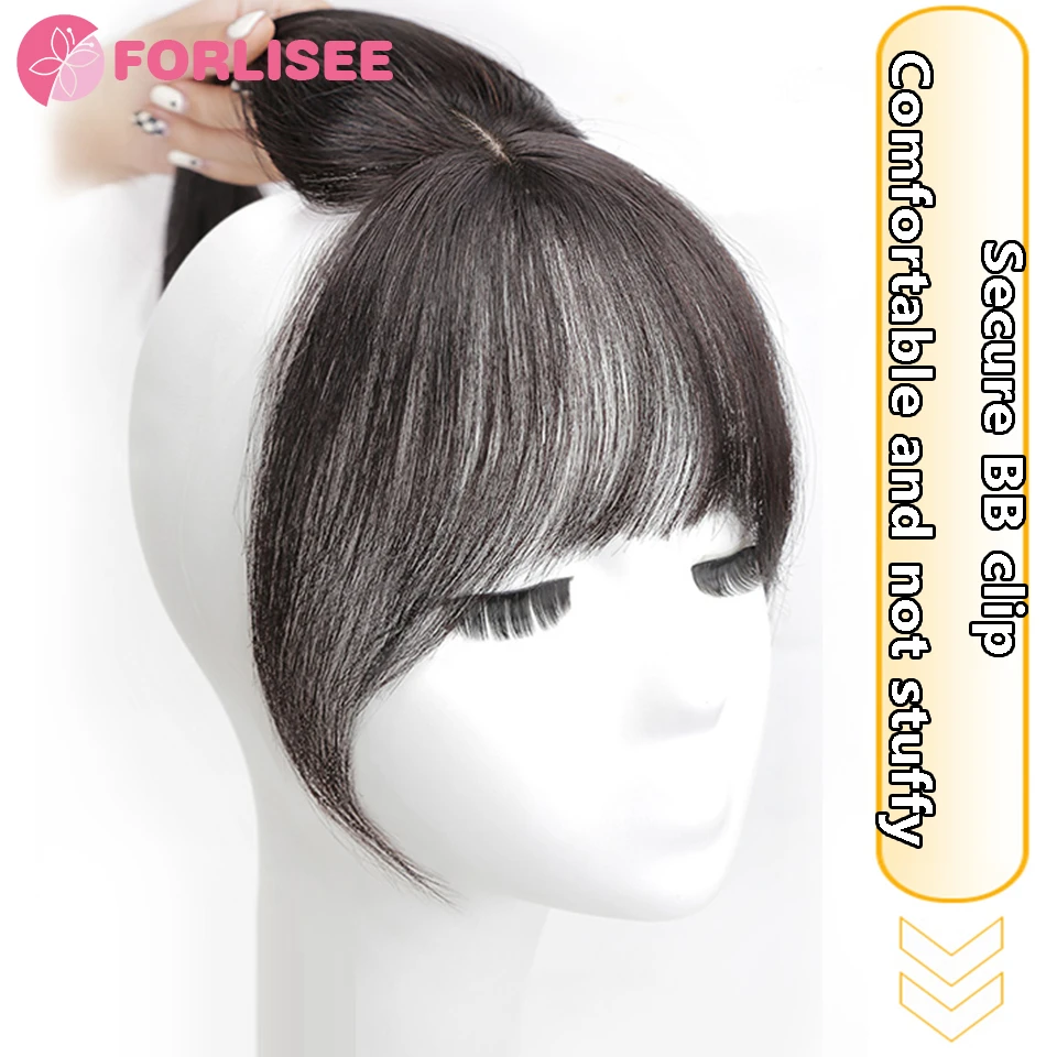 FORLISEE Fake Bangs 3D French Air Bangs Hairline Natural Forehead Invisible Simulation Hair Bangs Wig Piece