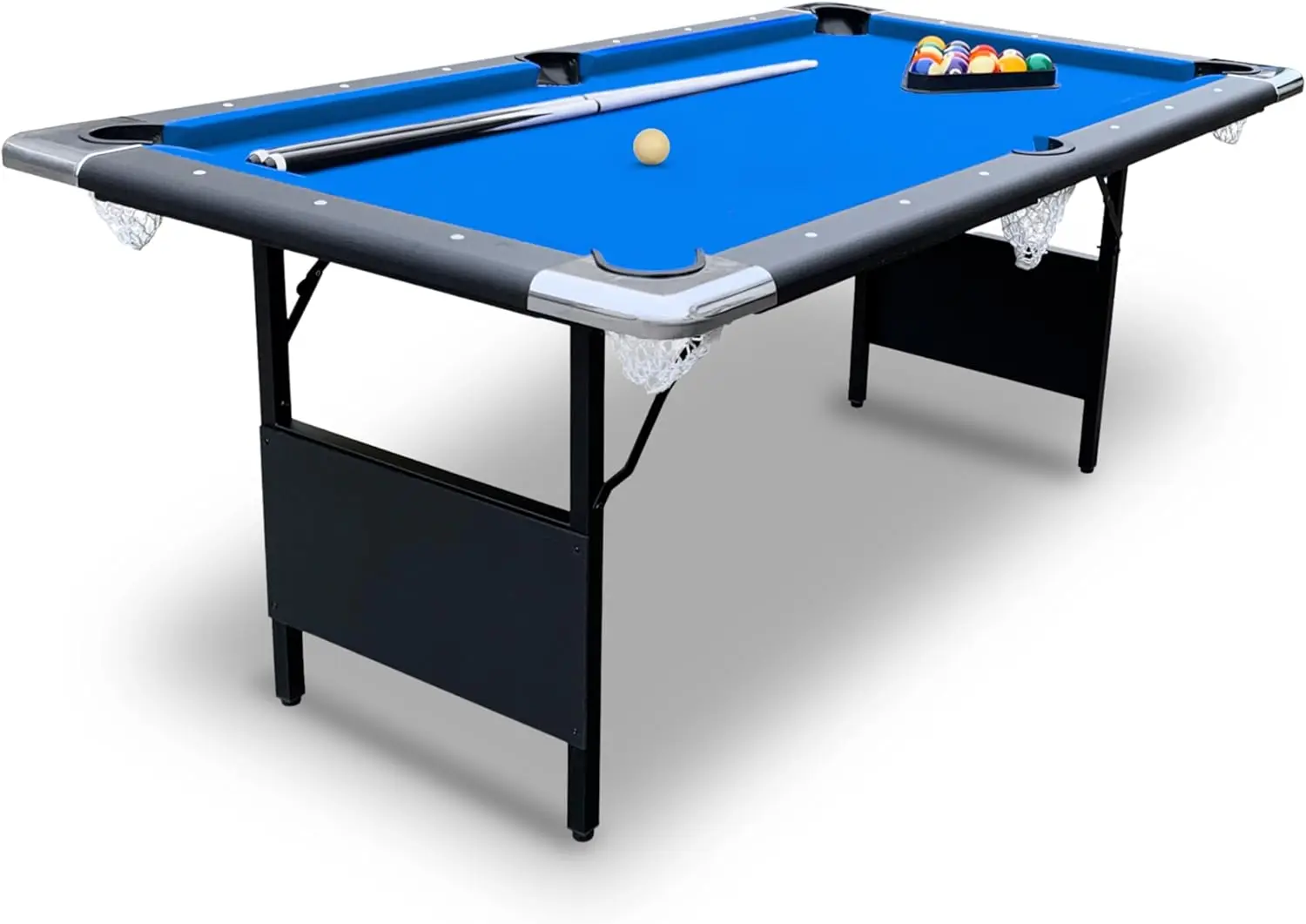 Fairmont 6 Ft Portable Pool Table, Adults Folding Billiards Tables for Game Room with Easy Foldable Storage, Includes F