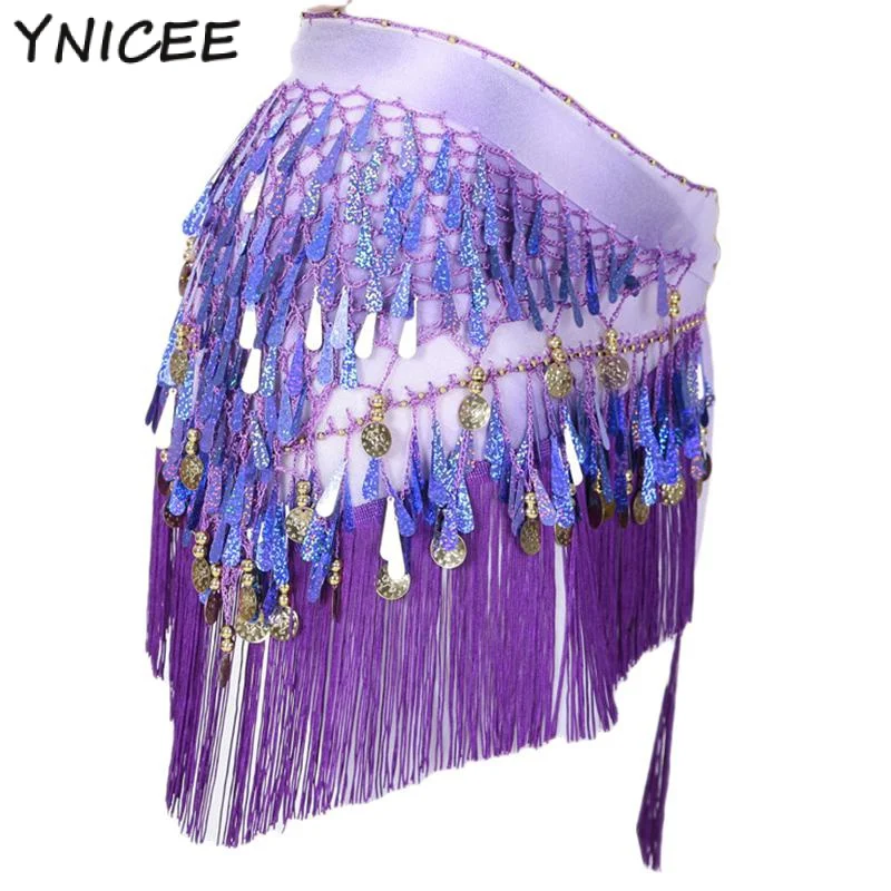 

Women Tassel Belly Dance Triangle Hip Scarf Wrap Sequin Mini Skirt Carnival Belt Stage Performance Rave Waist Chain Costume