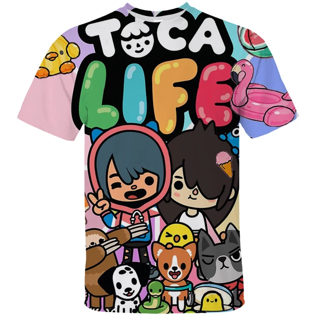 Girls/Boys Game Toca Boca And Gacha Life World Cartoon Graphic Printed  T-shirt Kids Comfy Versatile Summer Short Sleeved Clothes