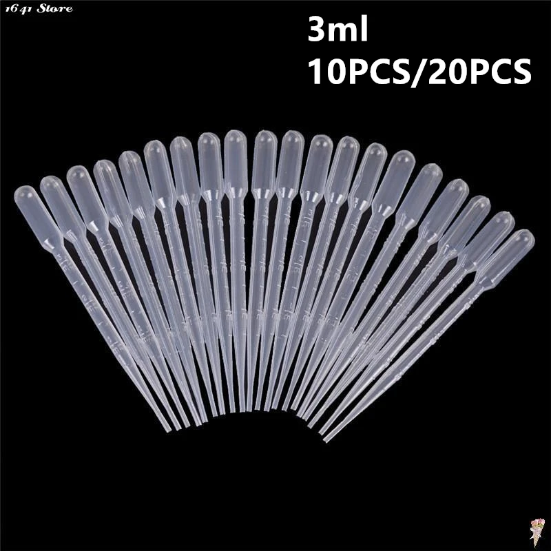 10/20PCS Transfer Pipettes 3ml Plastic Transparent Pipettes Disposable Safe Eye Dropper Transfer Graduated Pipettes Lab Supplies