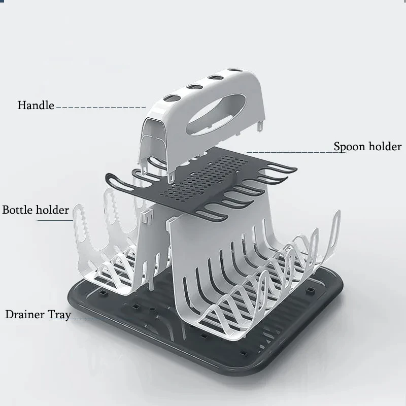 Baby Bottle Drying Rack Portable Cleaning Dryer Bottle Dryer Storage Holder for Feeding Bottles Accessories Drain Tray Water Cup