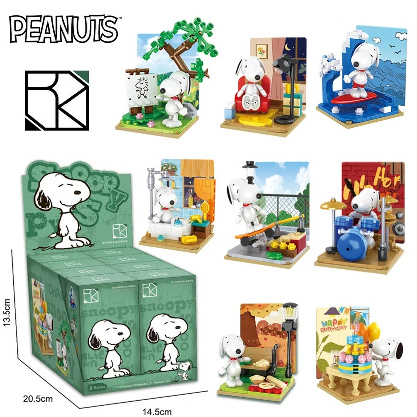 Genuine Snoopy Building Blocks Multi-faceted Life Puzzle Box Cartoon Plastic Building Blocks Trendy Scene Coffee Shop Toys Gift 4