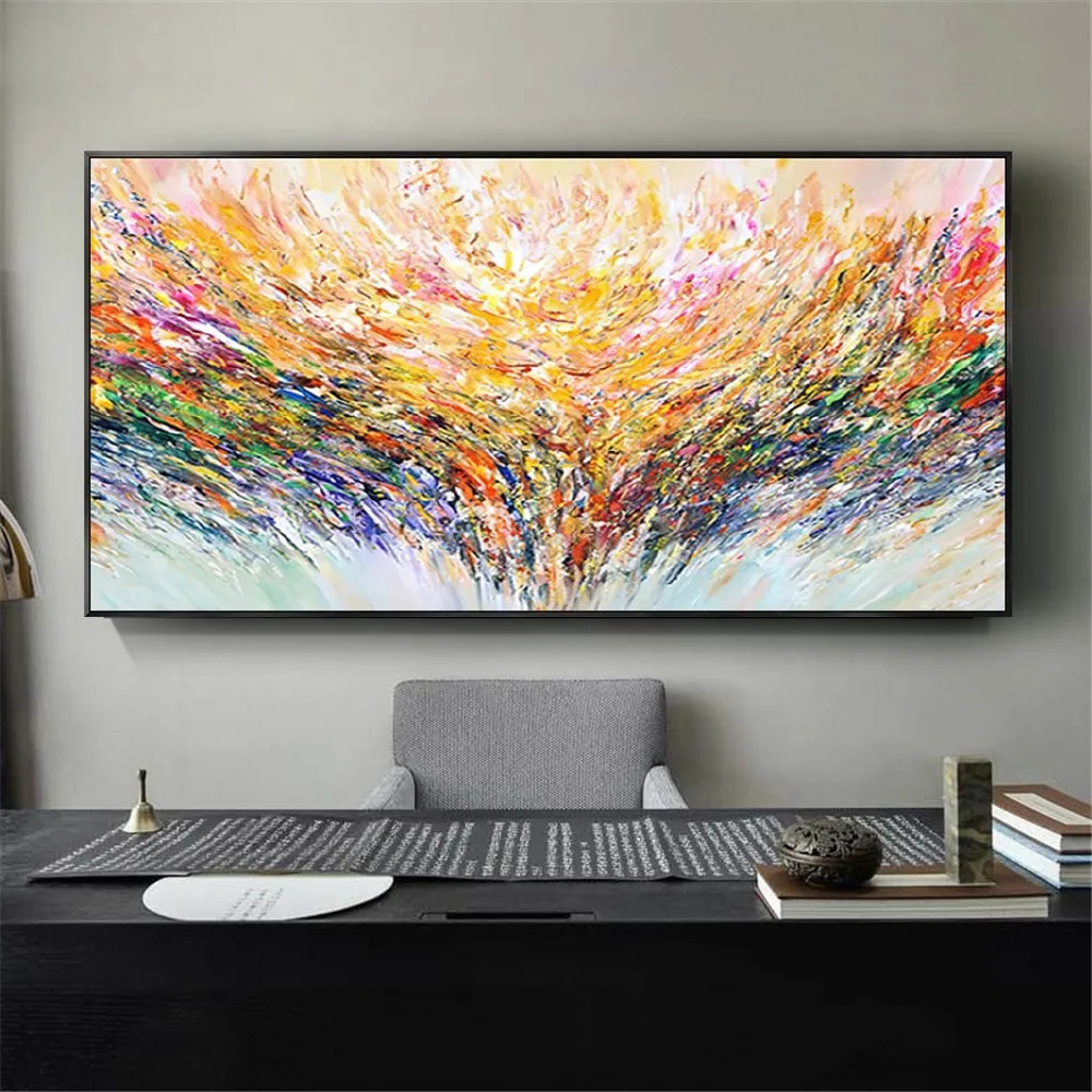 

Nordic Abstract Colorful Pictures Quadro Flowers Mural Art Canvas Picture Decor Wall Art Handmade Oil Painting Decor Living Room