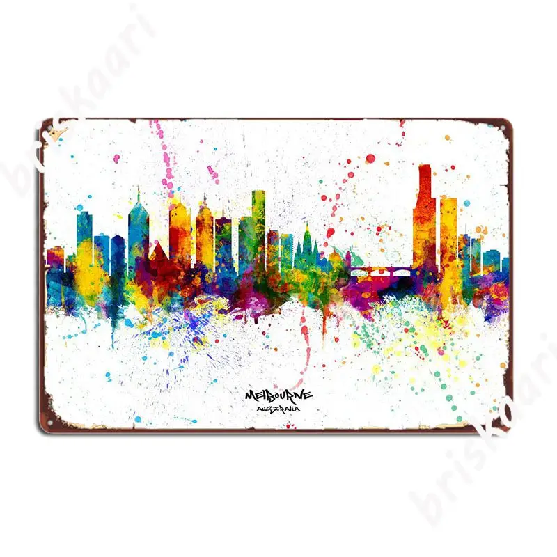 

Melbourne Skyline Poster Metal Plaque Garage Club Garage Decoration Club Home Custom Tin Sign Poster