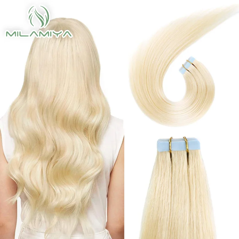 Tape In Human Hair Straight Extensions 100% Real Remy Human Hair 613 Blonde For Salon High Quality Extension for Woman