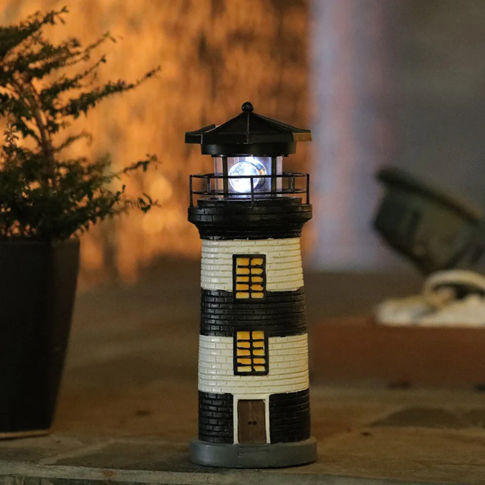 Description Picture 6 of itemSolar Powered Resin Rotating Lighthouse Lamp Decorative Lighthouse Light Lighthouse Lantern Ornament for Garden Patio Lawn