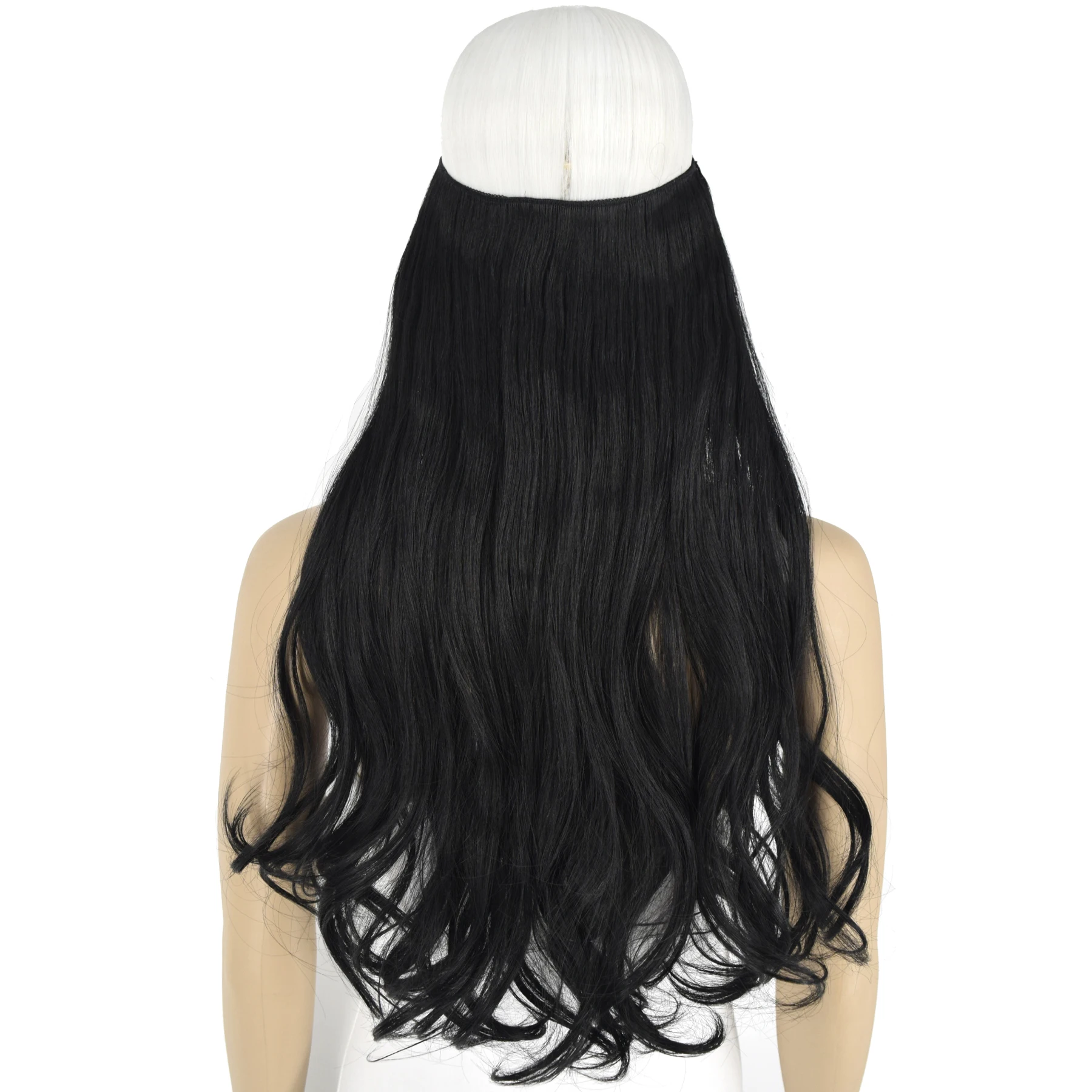 TOPREETY Synthetic Heat Resistant Wavy Elasticity Invisible Wire Hair Extensions W90