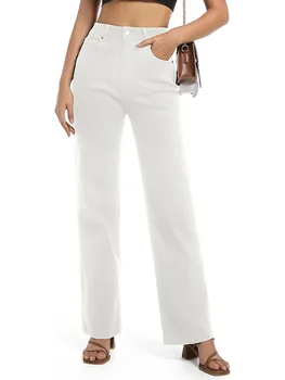 2025 Ins Fashion Jeans Women Comfortable High Waisted White Jeans Girls Thin Stretch Denim Pants Female Straight Leg Trousers 1
