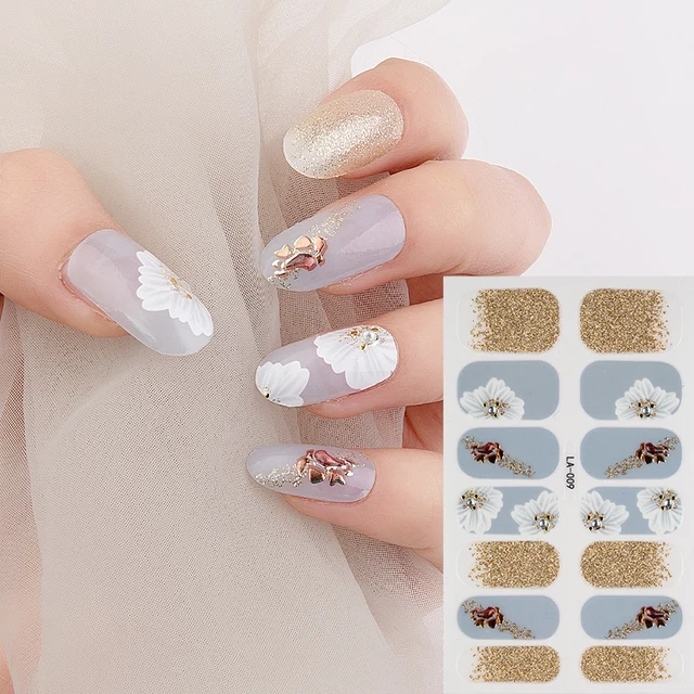22tips Korea Toe Nail Sticker Wraps Adhesive Decals Toenail Polish Strips DIY Pedicure Foot Decals Manicure Women LA-009(14Tips)