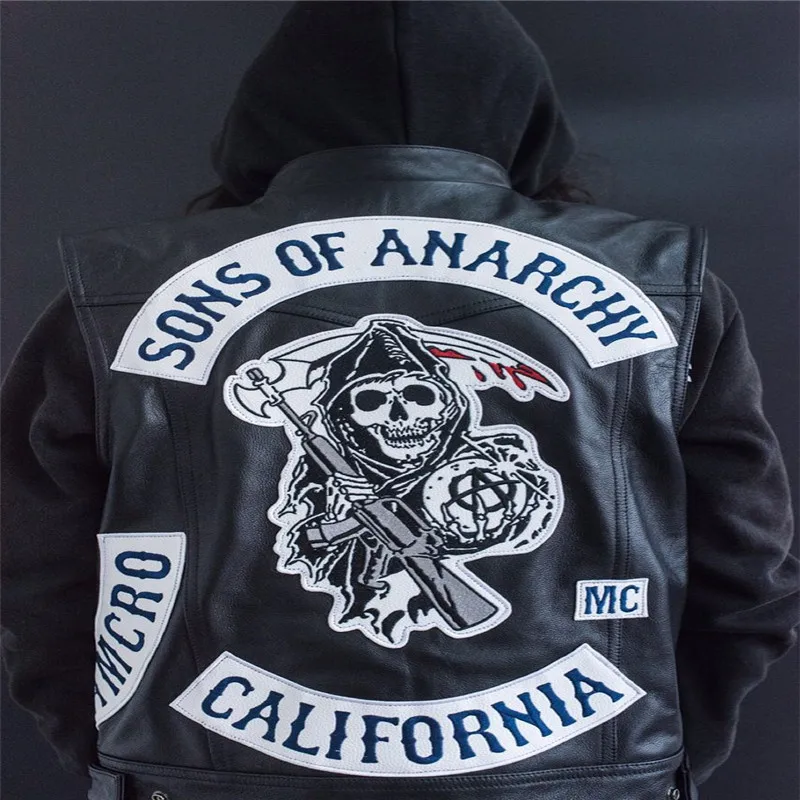 Chaleco de piel con bordado Sons of Anarchy color estilo rock punk, chaqueta sin mangas cuero, disfraz, cosplay, ropa de motero, motociclista - AliExpress Novedad y uso especial